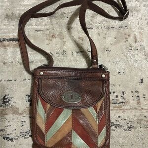 Fossil Chevron Leather Crossbody Bag
